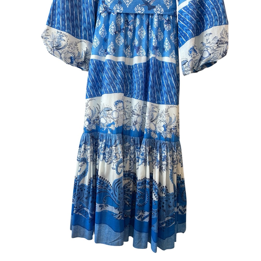 A LOVES A Cobalt Blue Long Sleeve Cotton Maxi Dress Boho Cottage Medium NWT - Picture 12 of 16